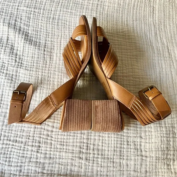 Madewell | Brown Cognac Tan Leather Sandals Heels Strappy - Picture 8 of 12